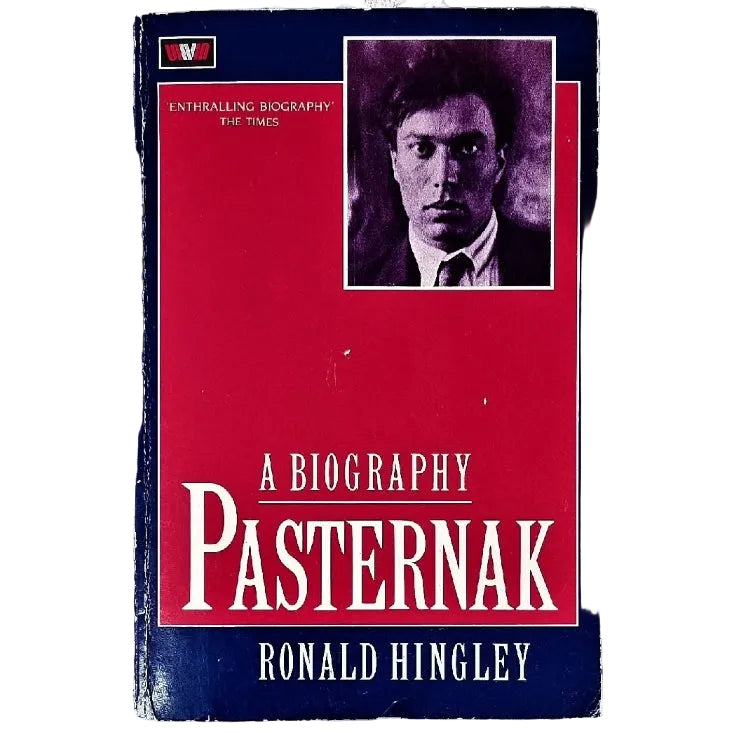 A red paperback book cover featuring a portrait of Boris Pasternak, with the title 'A Biography' printed below.