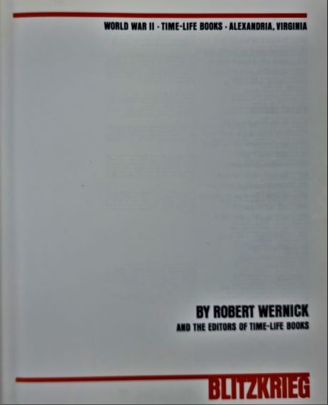 Title page to World War II: Blitzkrieg by ROBERT WERNICK from Time Life