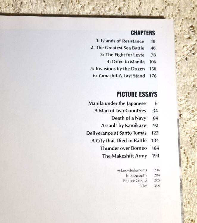 Contents page from World War II: Return to the Philippines by RAFAEL STEINBERG