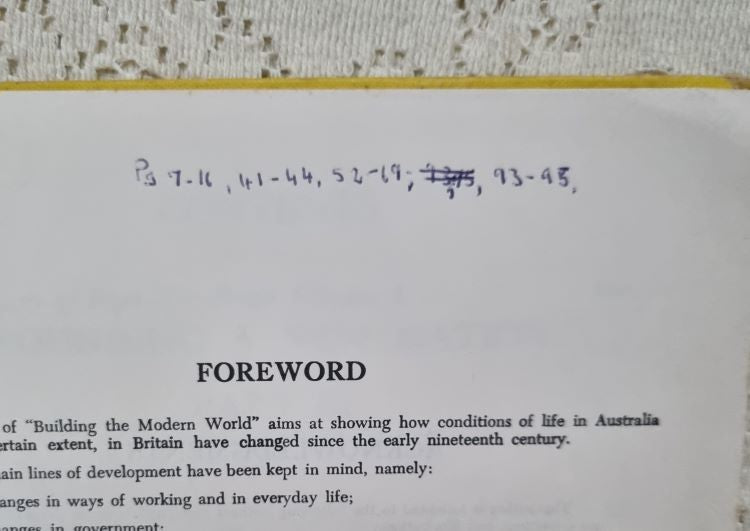 Inscription top of page 3 of Building the Modern World Vol. 2 by Mark Howard