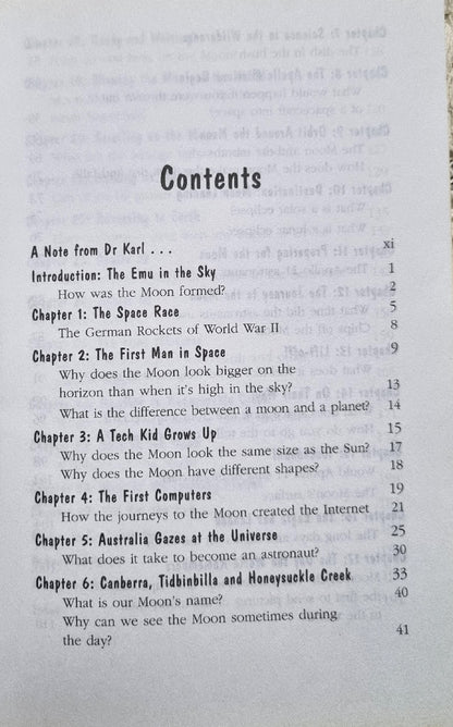 Contents example from To the Moon and Back by Bryan Sullivan and Jackie French