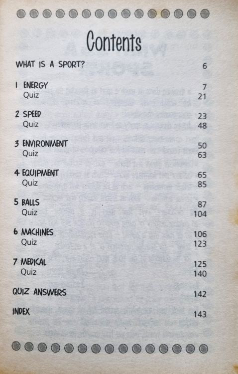 Contents in Science Museum Book of Amazing Facts: Sport by COLIN M. JARMAN