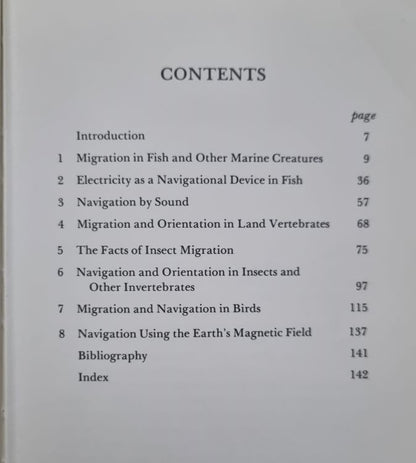 Contents of Animal Migration and Navigation by Philip Street