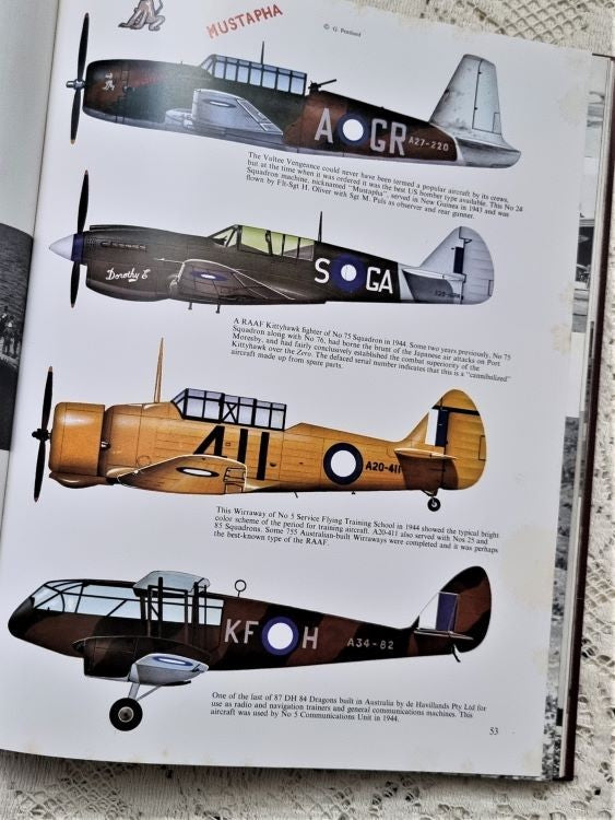 Coloured illustration plate of military aircraft in Aircraft of the RAAF: 1921-1971