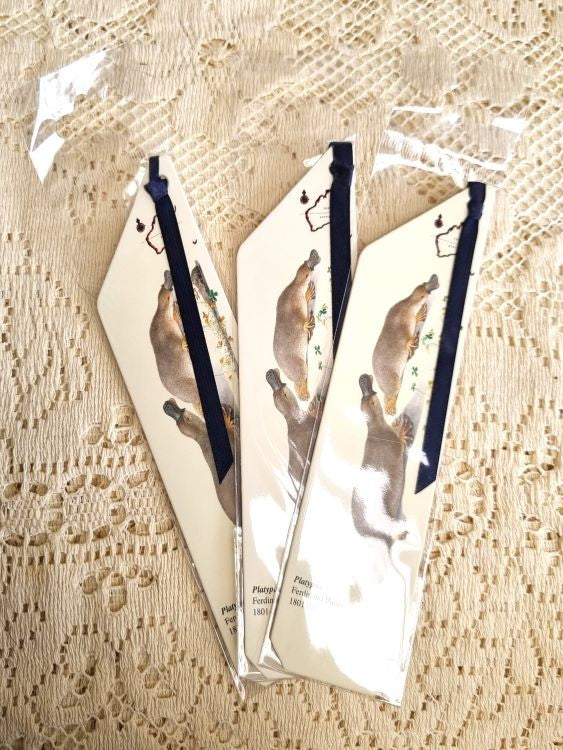 3 bookmarks of a pair of platypus by Ferdinand Bauer