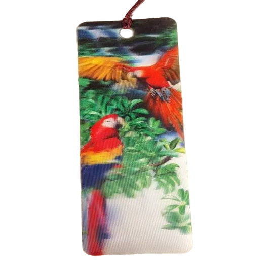Bookmark of 3D Parrots with top parrot in red