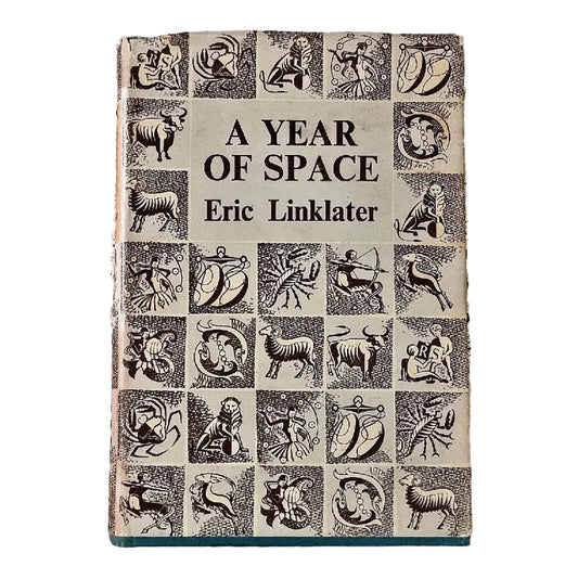 Book cover of 'A Year of Space' by Eric Linklater, featuring a grid of black and white illustrations.