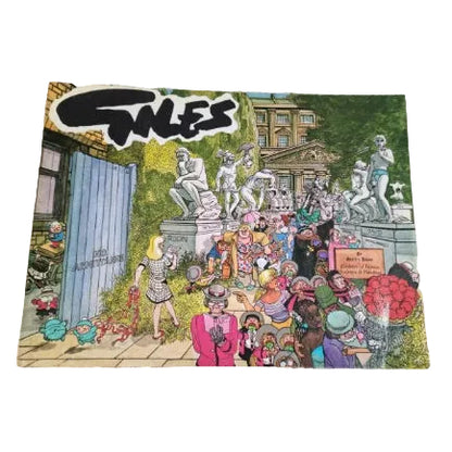 A colorful cartoon illustration by Giles featuring a group of stylized characters in a comical historical or mythological setting, resembling a playful take on a classical painting.