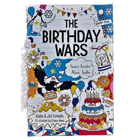 Front cover to the Birthday Wars by Kate and Jol Temple