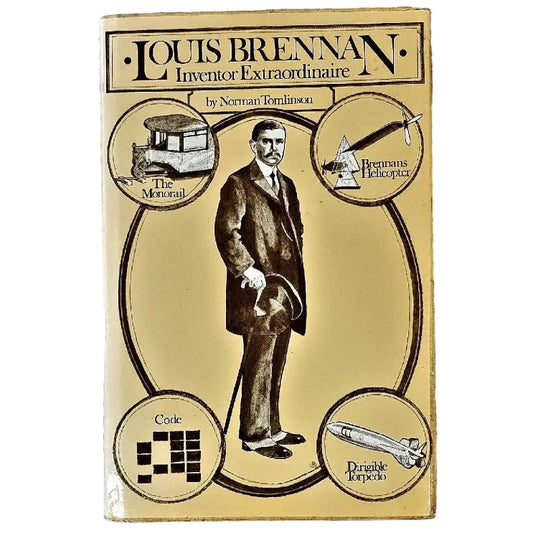 Dust jacket of a book featuring a portrait of a man in a suit with a hat, along with illustrations of a helicopter, a satellite dish, and other items related to the inventor's work.