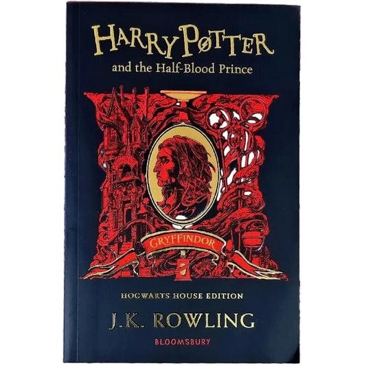 Front cover to the Gryffindor edition of Harry Potter and the Half-Blood Prince by J. K. Rowling