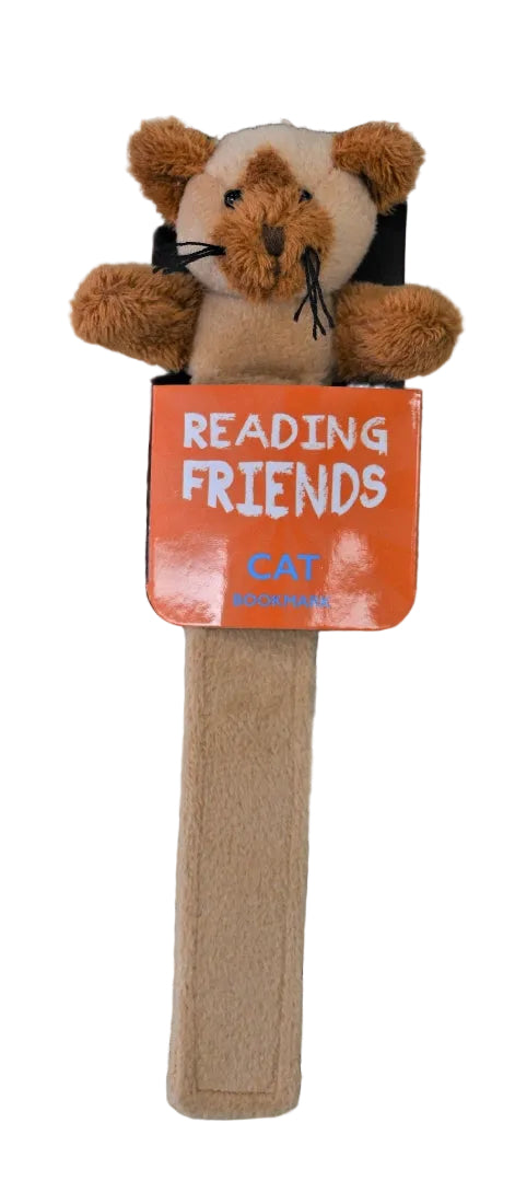 Brown Cat Reading Friends Bookmark