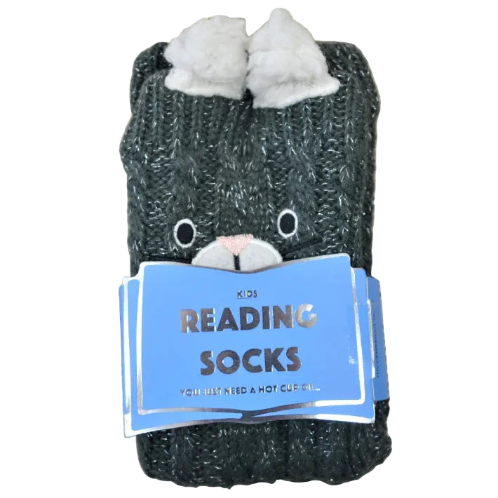Grey llama reading socks